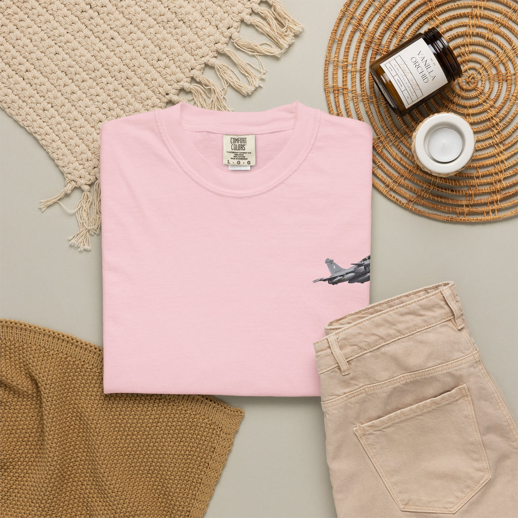 Jet Fighter Pocket T‑Shirt — Minimal Military Aircraft Graphic