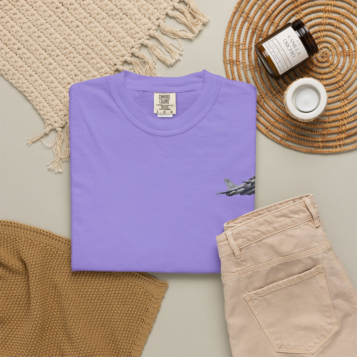 Jet Fighter Pocket T‑Shirt — Minimal Military Aircraft Graphic