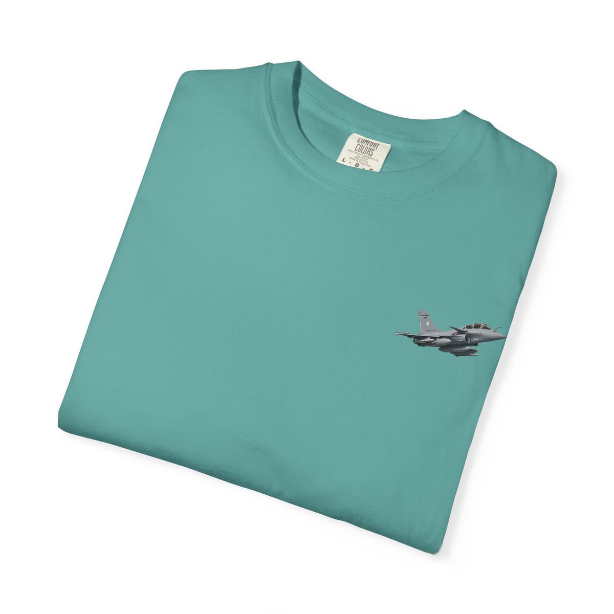 Jet Fighter Pocket T‑Shirt — Minimal Military Aircraft Graphic