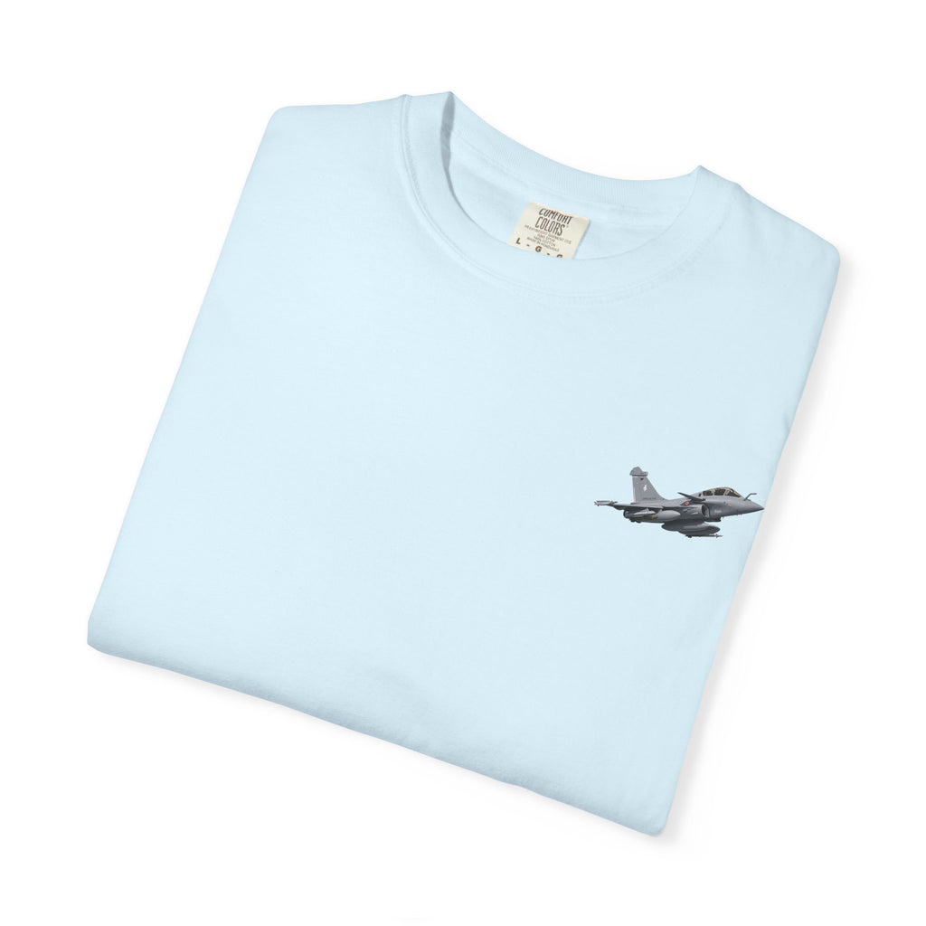 Jet Fighter Pocket T‑Shirt — Minimal Military Aircraft Graphic