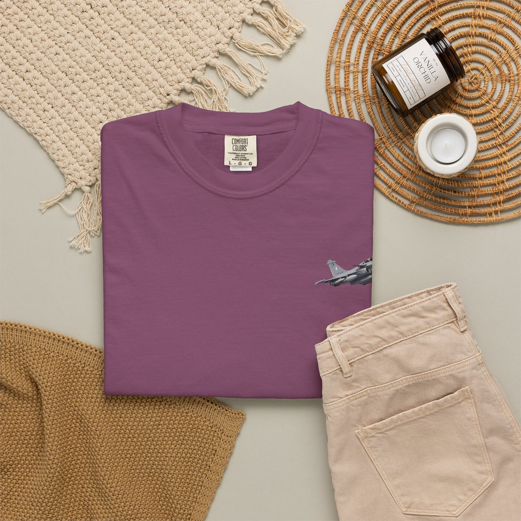 Jet Fighter Pocket T‑Shirt — Minimal Military Aircraft Graphic