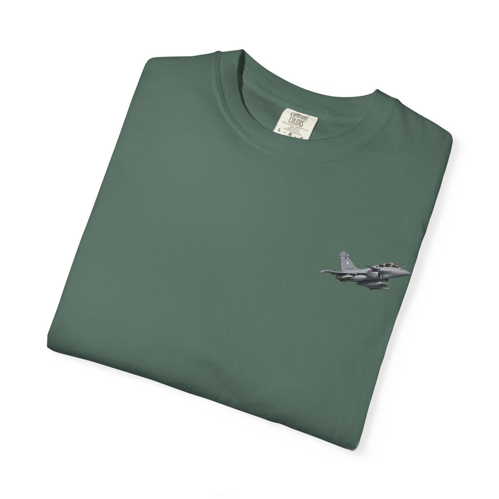Jet Fighter Pocket T‑Shirt — Minimal Military Aircraft Graphic