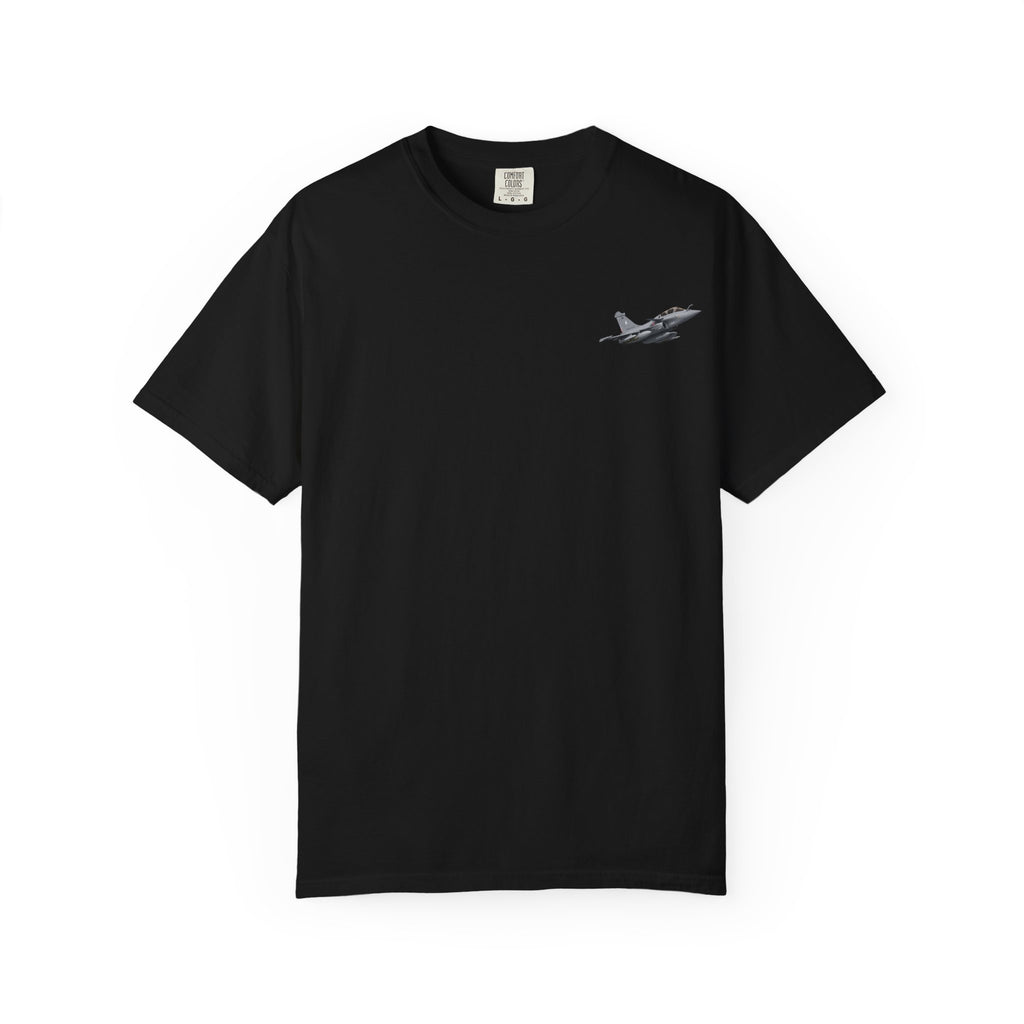 Jet Fighter Pocket T‑Shirt — Minimal Military Aircraft Graphic