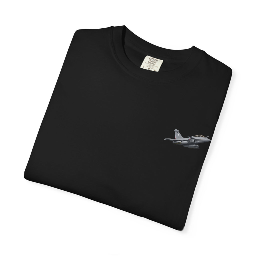 Jet Fighter Pocket T‑Shirt — Minimal Military Aircraft Graphic
