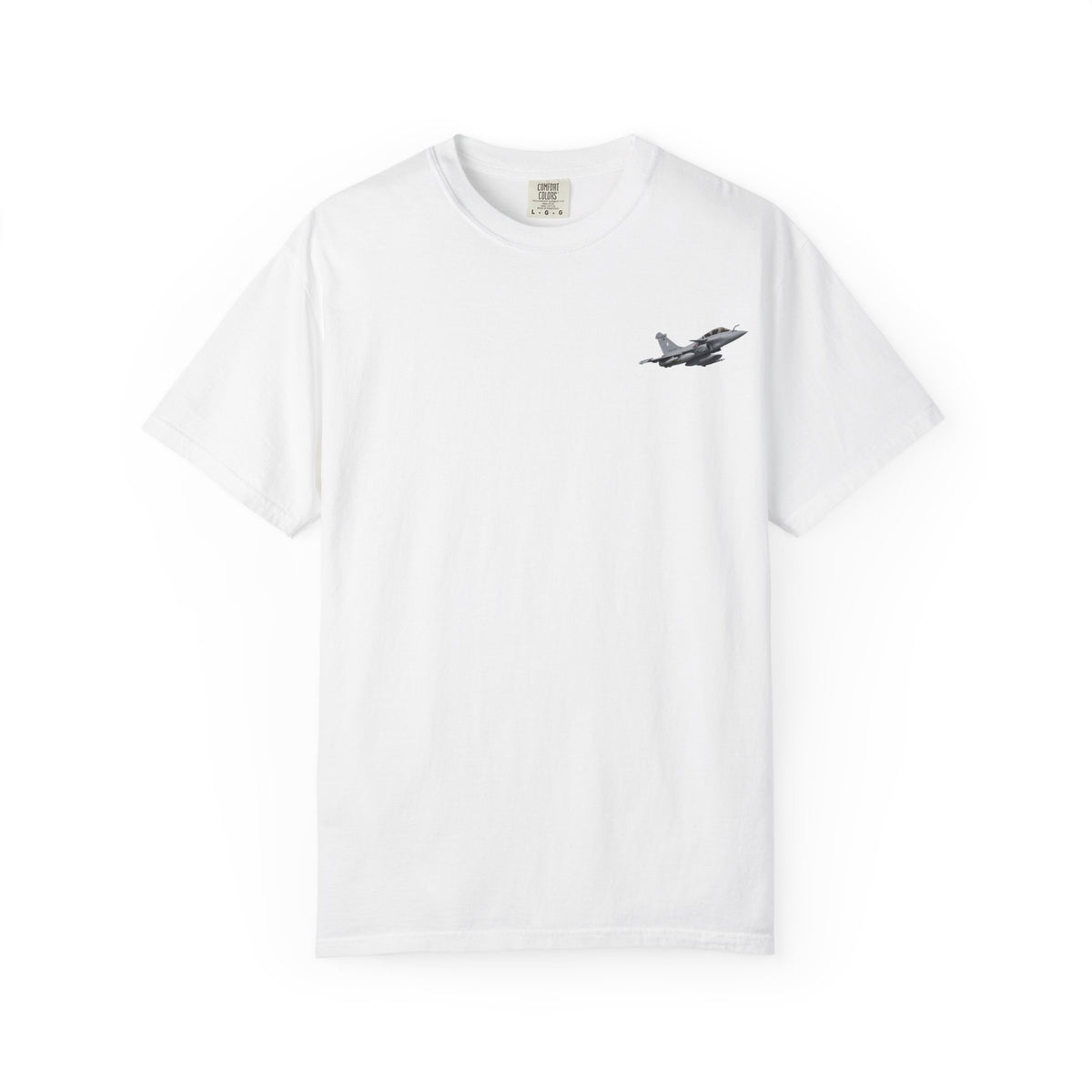 Jet Fighter Pocket T‑Shirt — Minimal Military Aircraft Graphic