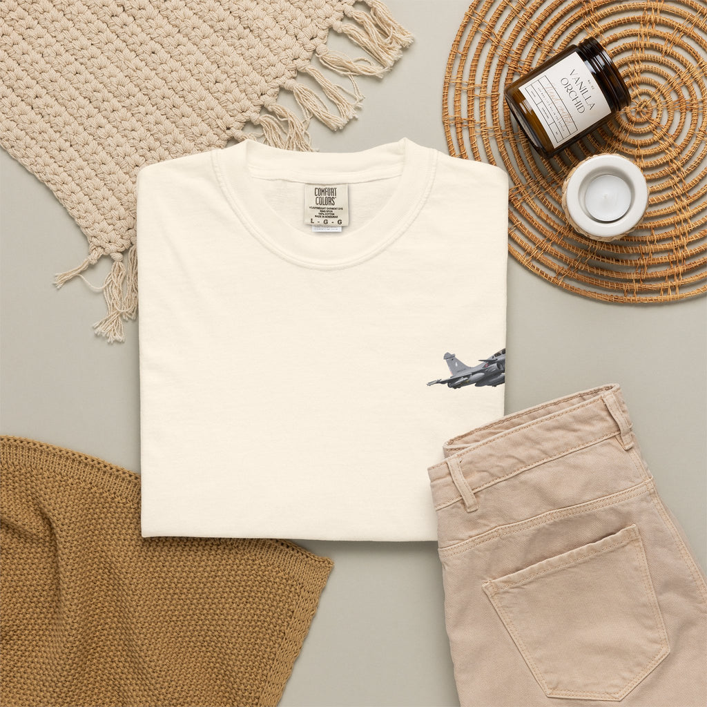 Jet Fighter Pocket T‑Shirt — Minimal Military Aircraft Graphic