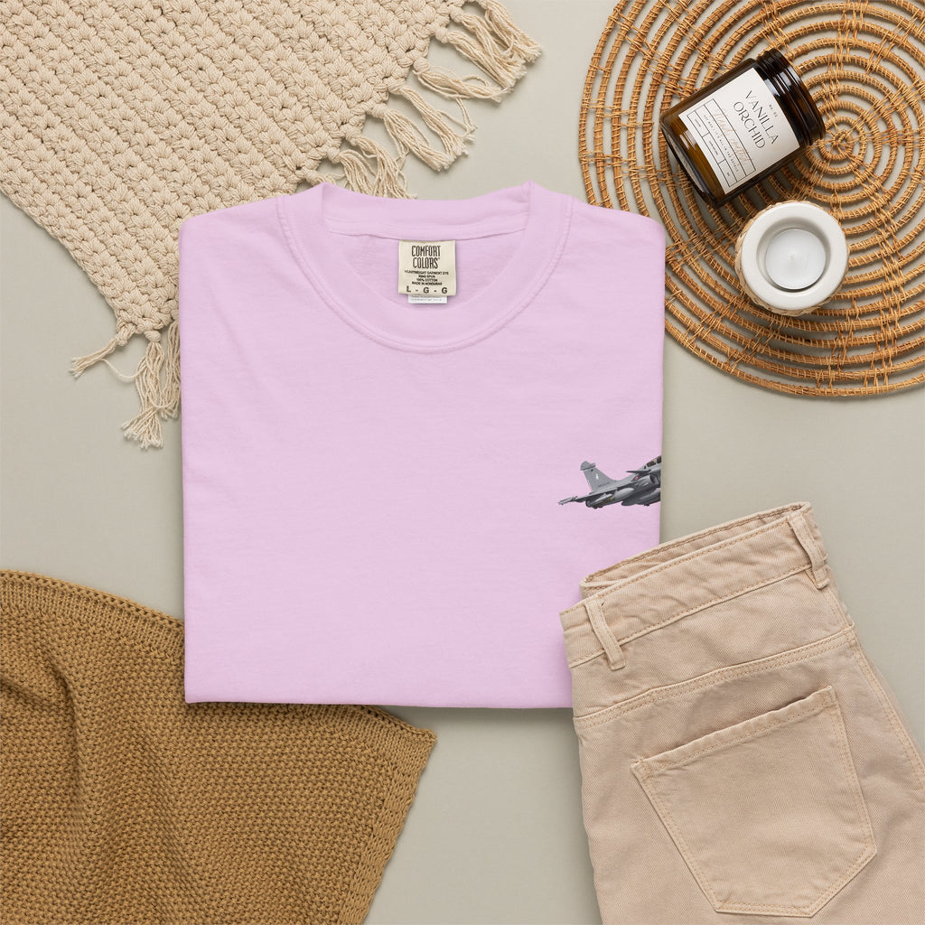 Jet Fighter Pocket T‑Shirt — Minimal Military Aircraft Graphic