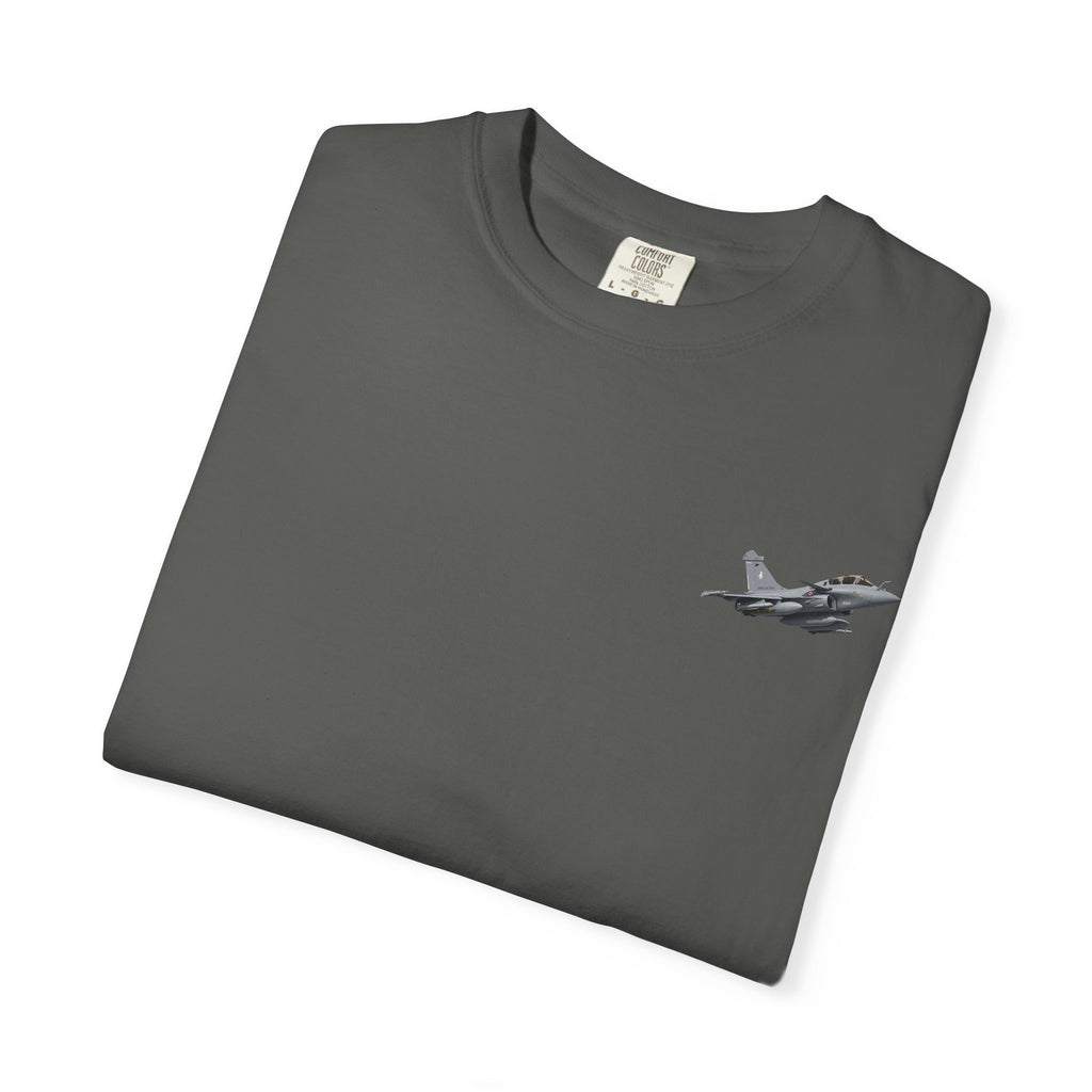 Jet Fighter Pocket T‑Shirt — Minimal Military Aircraft Graphic