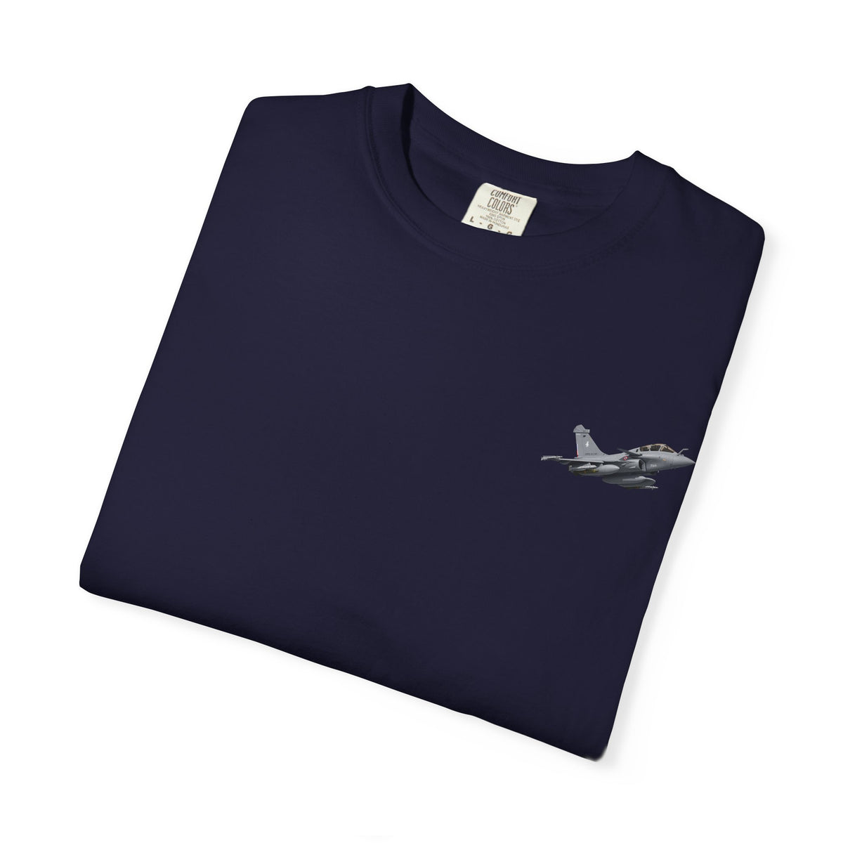 Jet Fighter Pocket T‑Shirt — Minimal Military Aircraft Graphic